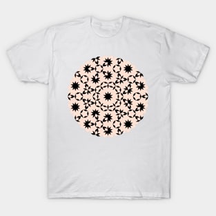 Penrose Pattern Peach & Black Fashion Print T-Shirt